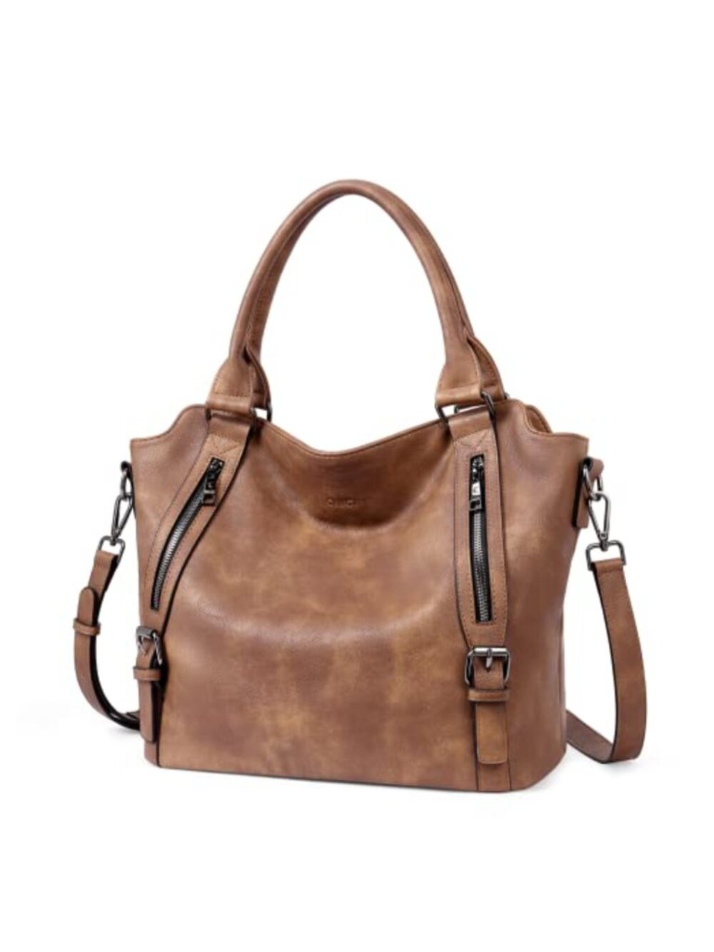 Vegan Leather Hobo Satchel Shoulder Crossbody Bag Multi Pocket Roomy